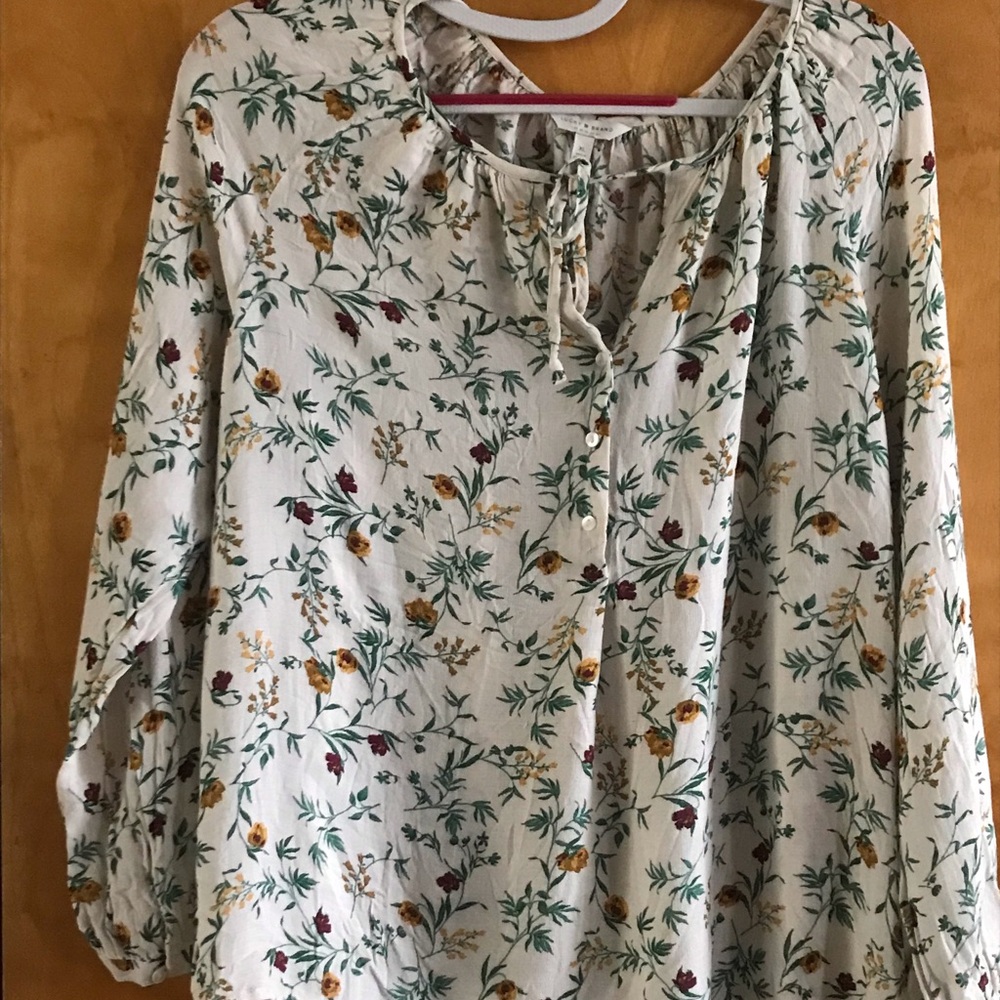 Lucky Brand Floral Tunic with Cream and Green
